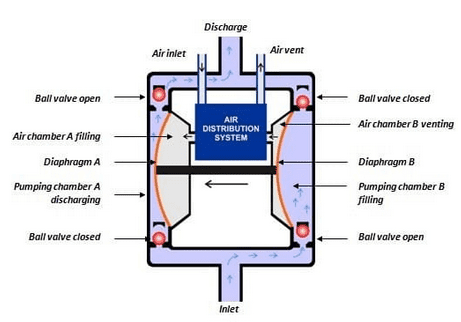The components of an air operated double diaphragm pump