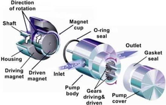Components of a magnetic gear pump