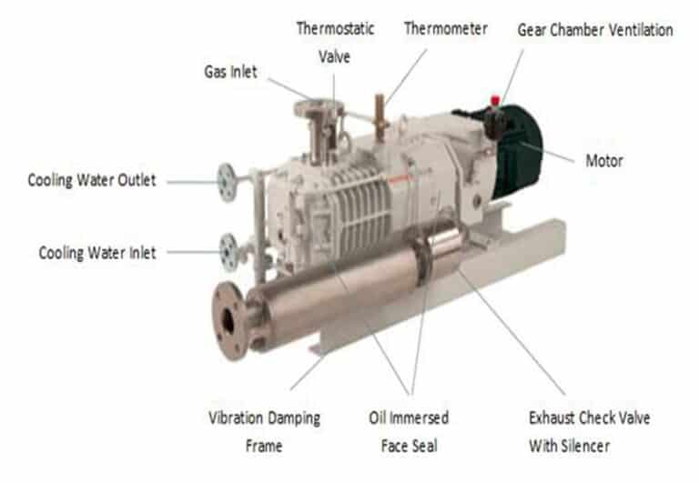 showing the components of the screw vacuum pump