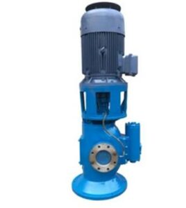showing a vertical positive displacement screw gear pump