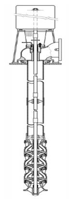 showing a deep-well vertical turbine pump