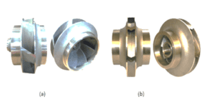 Showing closed pump impellers; (a) single-suction design and (b) double-suction design