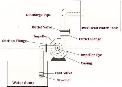 Components of a centrifugal Monoblock water pump